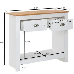 Konsolentisch natur beschichtet weiß beschichtet Holzwerkstoff Holzwerkstoff Aluminium B/H/T: ca. 85x76x35 cm