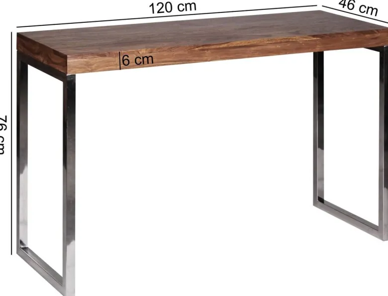 Konsolentisch natur Chrom Echtholz Metall B/H/T: ca. 120x76x45 cm