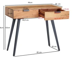 Konsolentisch natur schwarz lackiert Akazie Eisen B/H/T: ca. 90x78x36 cm