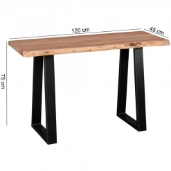 Konsolentisch natur schwarz Akazie B/H/T: ca. 120x75x45 cm