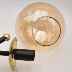 Lamkur Aufbauleuchte Malena gold schwarz Stahl Glas B/H/L: ca. 64x20x64 cm E14 6 Brennstellen