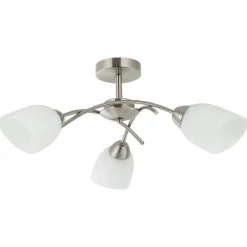 Lamkur Deckenleuchte Donna nickel Metall Glas H/L: ca. 25x51 cm E27 3 Brennstellen