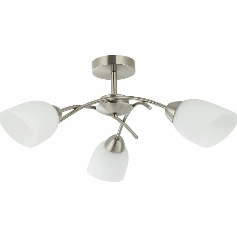 Lamkur Deckenleuchte Donna nickel Metall Glas H/L: ca. 25x51 cm E27 3 Brennstellen