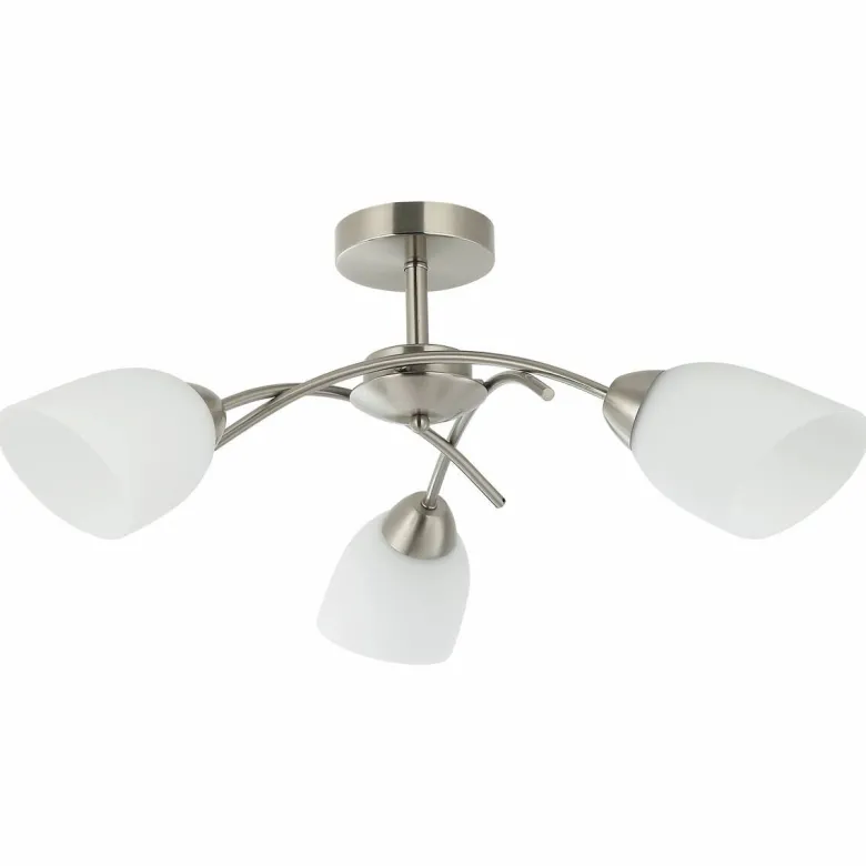 Lamkur Deckenleuchte Donna nickel Metall Glas H/L: ca. 25x51 cm E27 3 Brennstellen