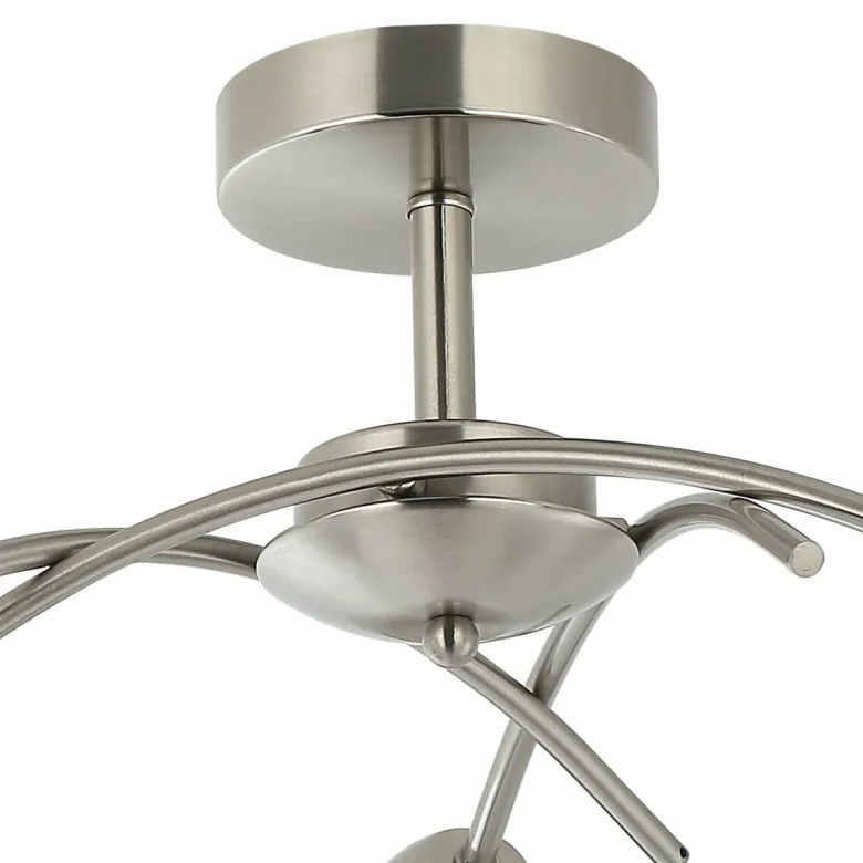 Lamkur Deckenleuchte Donna nickel Metall Glas H/L: ca. 25x51 cm E27 3 Brennstellen