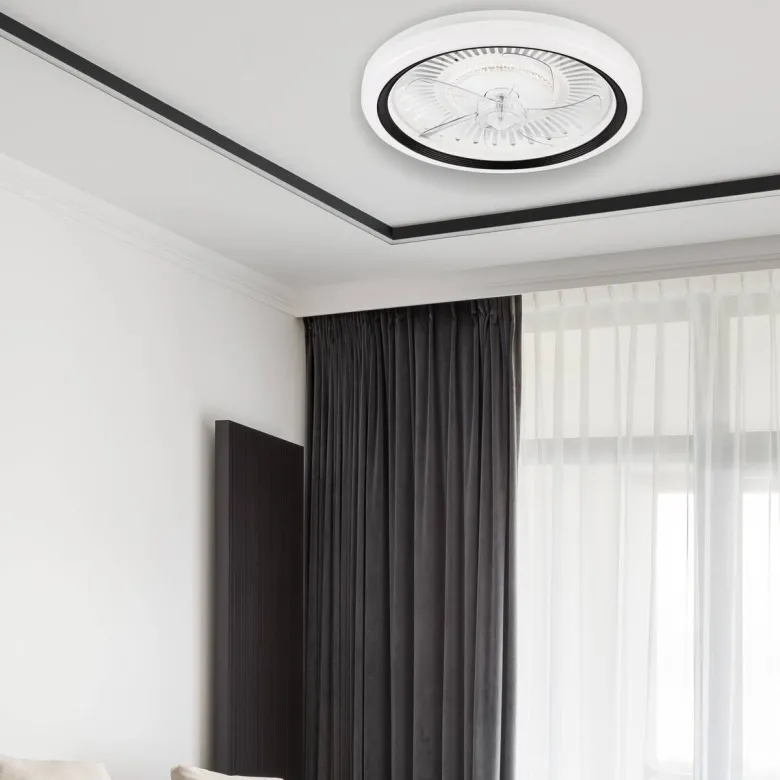 Lamkur LED-Deckenventilator FALCO 49908 schwarz weiß H/L: ca. 17x50 cm max. 40 W