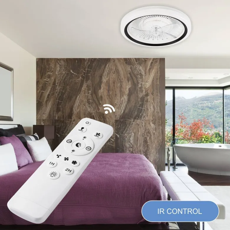 Lamkur LED-Deckenventilator FALCO 49908 schwarz weiß H/L: ca. 17x50 cm max. 40 W