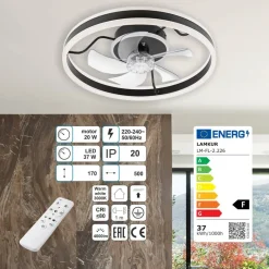 Lamkur LED-Deckenventilator Falco schwarz H/L: ca. 17x50 cm max. 40 W