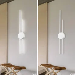 Lamkur LED-Wandleuchte weiß PVC Holz B/H/L: ca. 12x80x12 cm