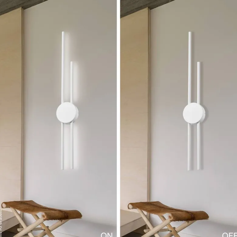 Lamkur LED-Wandleuchte weiß PVC Holz B/H/L: ca. 12x80x12 cm