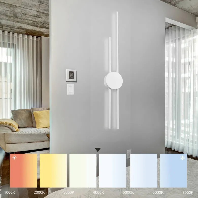 Lamkur LED-Wandleuchte weiß PVC Holz B/H/L: ca. 12x80x12 cm