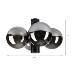 Lamkur Spots schwarz Stahl Glas B/H/L: ca. 37x23x37 cm E14 4 Brennstellen
