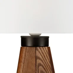 Lamkur Tischlampe Eiche hellbraun Stahl Holz B/H/L: ca. 34x38x38 cm E27 1 Brennstellen