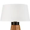 Lamkur Tischlampe Eiche rustikal Holz Stahl B/H/L: ca. 34x38x38 cm E27 1 Brennstellen