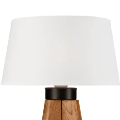 Lamkur Tischlampe Eiche rustikal Holz Stahl B/H/L: ca. 34x38x38 cm E27 1 Brennstellen