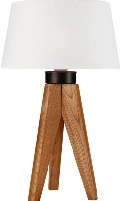 Lamkur Tischlampe Eiche rustikal Holz Stahl B/H/L: ca. 34x38x38 cm E27 1 Brennstellen