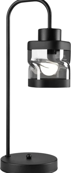 Lamkur Tischlampe schwarz Glas Stahl B/H/L: ca. 19x17x63 cm E27 1 Brennstellen