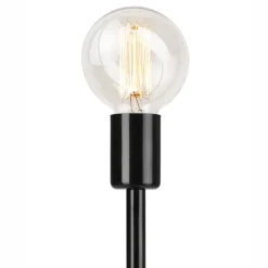 Lamkur Tischlampe schwarz Holz Stahl B/H/L: ca. 19x17x44 cm E27 1 Brennstellen