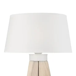 Lamkur Tischlampe weiß Holz Stahl B/H/L: ca. 34x38x38 cm E27 1 Brennstellen