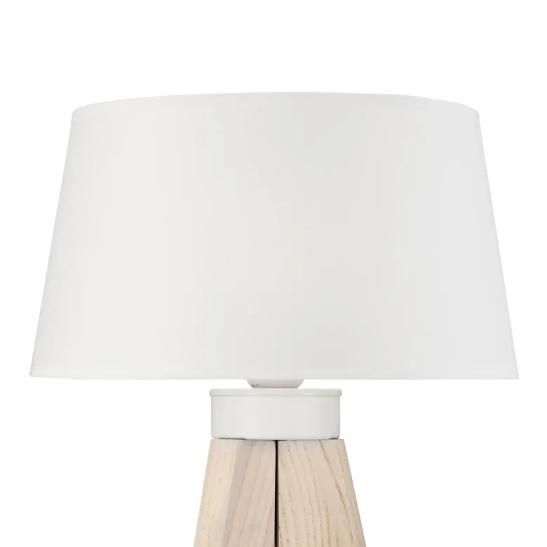 Lamkur Tischlampe weiß Holz Stahl B/H/L: ca. 34x38x38 cm E27 1 Brennstellen