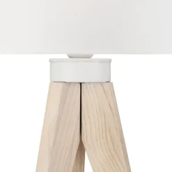 Lamkur Tischlampe weiß Holz Stahl B/H/L: ca. 34x38x38 cm E27 1 Brennstellen