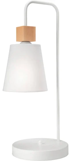 Lamkur Tischlampe weiß Holz Stahl B/H/L: ca. 25x30x70 cm E27 1 Brennstellen