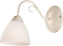 Lamkur Wandleuchte ADELLE 21317 weiß Stahl Glas H/L: ca. 23x26 cm E27 1 Brennstellen