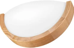 Lamkur Wandleuchte Eiche Holz Glas B/H/L: ca. 20x14x30 cm E27 1 Brennstellen