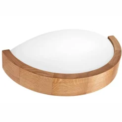 Lamkur Wandleuchte Eiche Holz Glas B/H/L: ca. 20x14x30 cm E27 1 Brennstellen