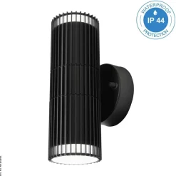 Lamkur Wandleuchte schwarz Stahl B/H/L: ca. 10x49,5x10 cm GU10 2 Brennstellen