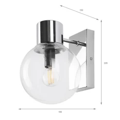 Lamkur Wandleuchte transparent Chrom Stahl Glas B/H/L: ca. 18x20x18 cm E14 1 Brennstellen