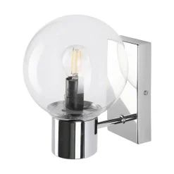 Lamkur Wandleuchte transparent Chrom Stahl Glas B/H/L: ca. 18x20x18 cm E14 1 Brennstellen