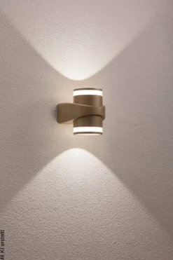 LED-Außenwandleuchte gold weiß B/H/T: ca. 12,5x14,1x14,1 cm