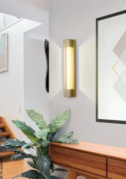 LED-Außenwandleuchte klar gold B/H/T/L: ca. 12x60x8,5x8,5 cm