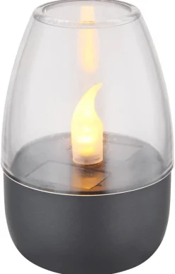 LED-Solarleuchte grau Edelstahl Kunststoff H/D: ca. 9x6 cm