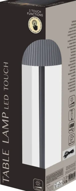 LED-Tischleuchte grau Eisen H/D: ca. 36x10,5 cm