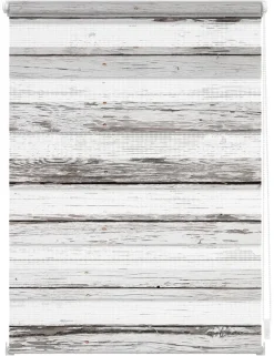 LICHTBLICK Doppelrollo Duo Bretter grau B/T: ca. 90x150 cm