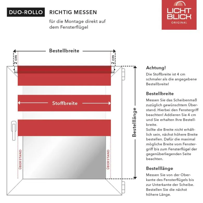 LICHTBLICK Doppelrollo Duo weiß B/L: ca. 55x150 cm