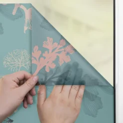 LICHTBLICK Fensterfolie Aqua Floral Floral Aqua Floral blau B/L: ca. 100x180 cm