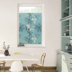 LICHTBLICK Fensterfolie Aqua Floral Floral Aqua Floral blau B/L: ca. 100x180 cm