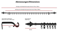 LICHTBLICK Gardinenstange Lilie schwarz Metall D: ca. 0,16 cm ausziehbar von ca. 130 bis 240 cm 1.0 Läufe