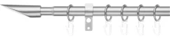 LICHTBLICK Gardinenstange Lipstick Edelstahloptik Metall D: ca. 2 cm ausziehbar von ca. 130 bis 240 cm 1.0 Läufe