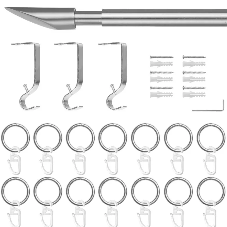 LICHTBLICK Gardinenstange Lipstick Chrom Metall D: ca. 2 cm ausziehbar von ca. 130 bis 240 cm 1.0 Läufe