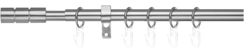 LICHTBLICK Gardinenstange Zylinder Chrom Metall D: ca. 2 cm ausziehbar von ca. 130 bis 240 cm 1.0 Läufe