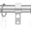LICHTBLICK Gardinenstange Zylinder Edelstahloptik Metall D: ca. 2 cm ausziehbar von ca. 130 bis 240 cm 1.0 Läufe