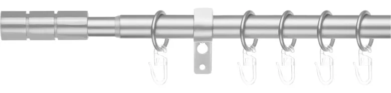 LICHTBLICK Gardinenstange Zylinder Edelstahloptik Metall D: ca. 2 cm ausziehbar von ca. 130 bis 240 cm 1.0 Läufe