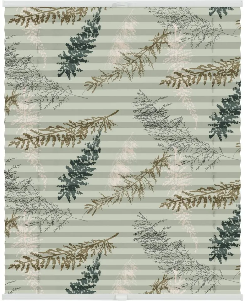 LICHTBLICK Spannplissee Fir Branches grün B/L: ca. 90x130 cm