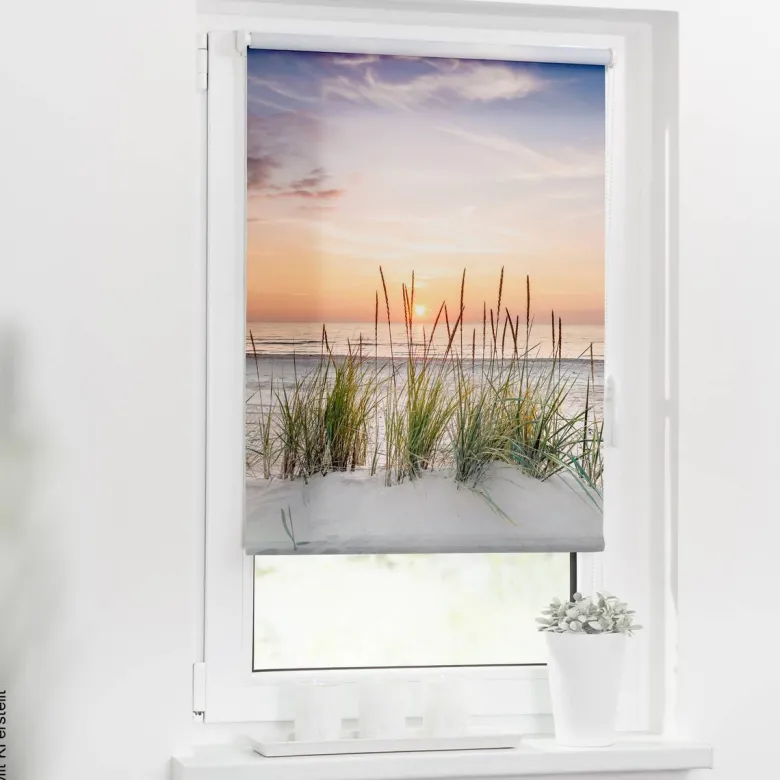 LICHTBLICK Verdunkelungsrollo Nordseestrand weiß B/L: ca. 100x150 cm