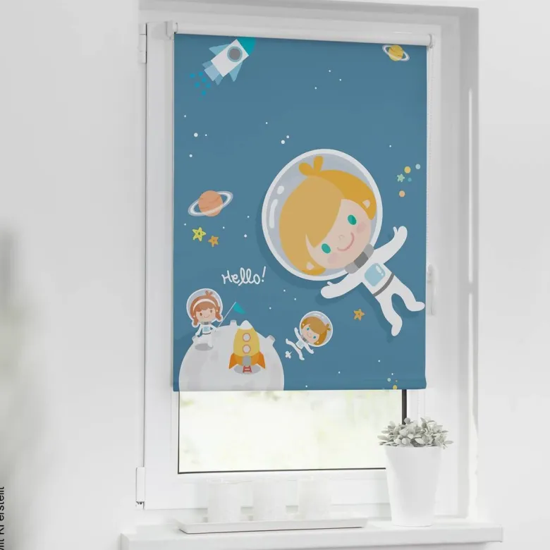 LICHTBLICK Verdunkelungsrollo Astronaut blau B/L: ca. 90x150 cm