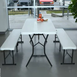 Lifetime Bierzeltgarnitur weiß Kunststoff B/H/L: ca. 182x74x76 cm